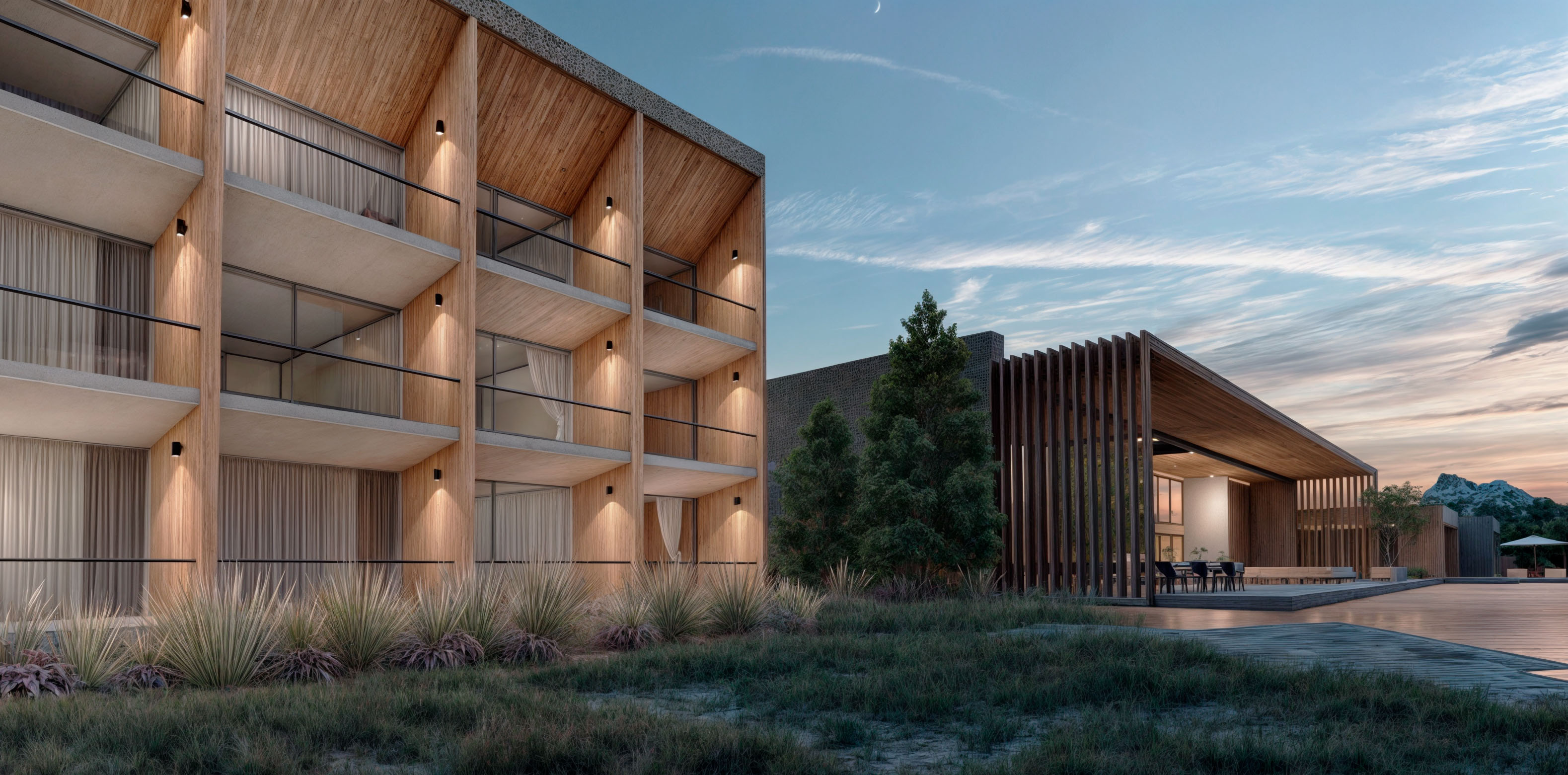 Vista nocturna Casa Origen